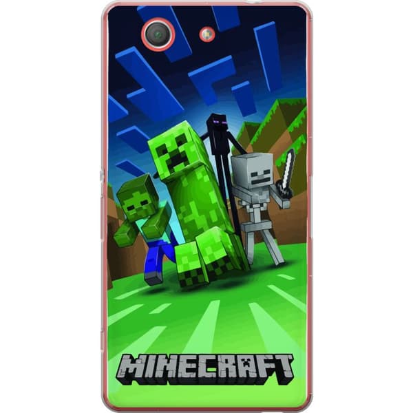 Sony Xperia Z3 Compact Läpinäkyvä kuori Minecraft Creeper mobilskal i klassisk grön pixelstil