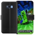 Miniatyrbilde 1 av 3: Samsung Galaxy S8 Lommeboketui Minecraft Creeper mobilskal i klassisk grön pixelstil