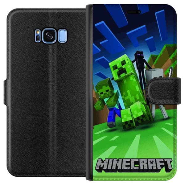 Samsung Galaxy S8 Lommeboketui Minecraft Creeper mobilskal i klassisk grön pixelstil