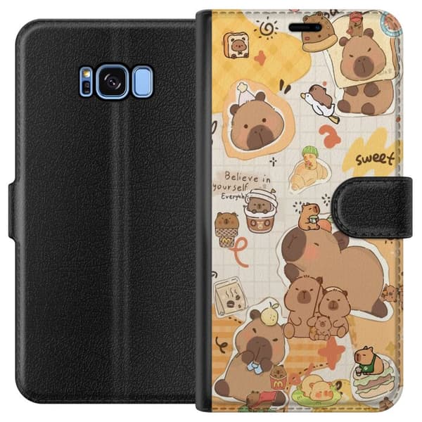 Samsung Galaxy S8 Lommeboketui Kawaii capybara mobilskal med gulliga djurmotiv