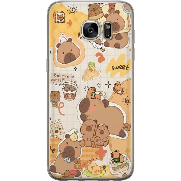 Samsung Galaxy S7 edge Gjennomsiktig deksel Kawaii capybara mobilskal med gulliga djurmotiv