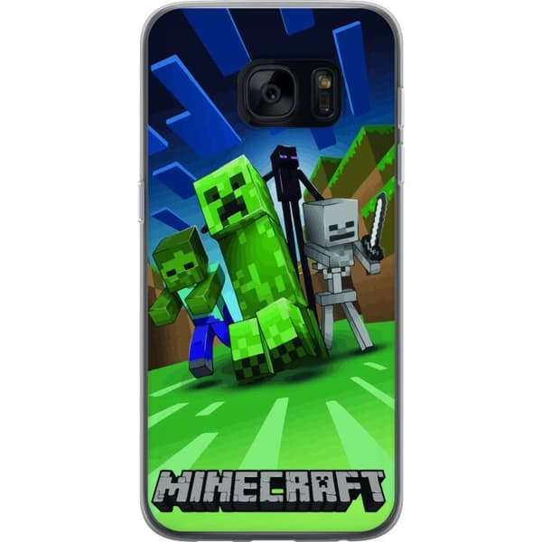 Samsung Galaxy S7 Gjennomsiktig deksel Minecraft Creeper mobilskal i klassisk grön pixelstil