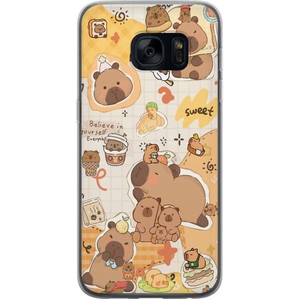 Samsung Galaxy S7 Gjennomsiktig deksel Kawaii capybara mobilskal med gulliga djurmotiv