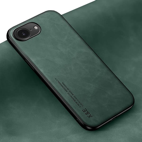 iPhone 16 E - Klassisk Läderlook Skal med Magnetisk Finess