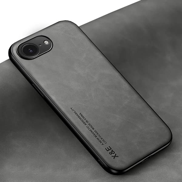 iPhone 16 E - Klassisk Läderlook Skal med Magnetisk Finess