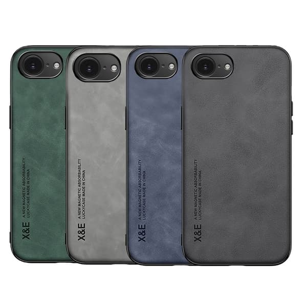 iPhone 16 E - Klassisk Läderlook Skal med Magnetisk Finess