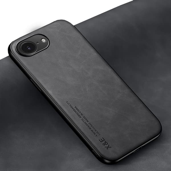 iPhone 16 E - Klassisk Läderlook Skal med Magnetisk Finess