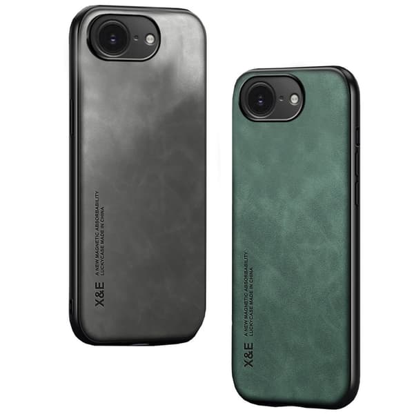 iPhone 16 E - Klassisk Läderlook Skal med Magnetisk Finess Svart