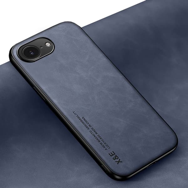 iPhone 16 E - Klassisk Läderlook Skal med Magnetisk Finess