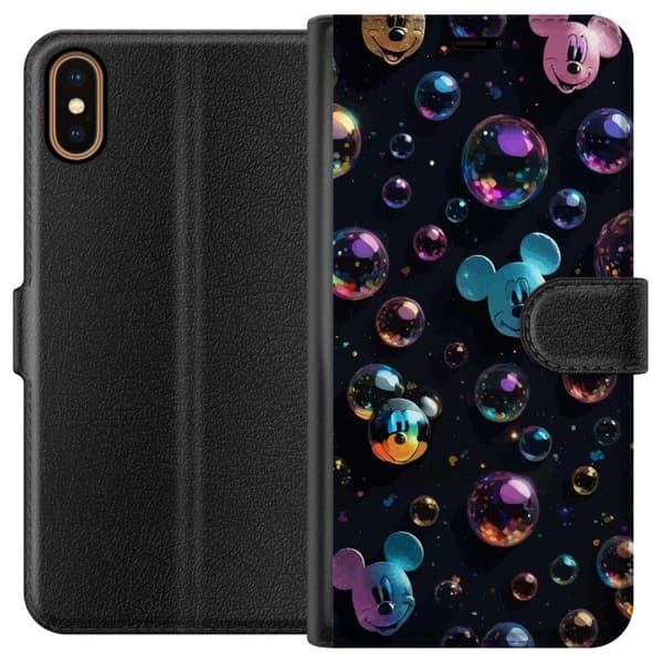 Apple iPhone XS Tegnebogsetui  Mickey Mouse Disney Bobler Design Sjovt Motiv Populær Disneyfigur Tegneserie Børneklassiker