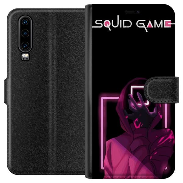 Huawei P30 Plånboksfodral Squid Game Tema Populär Serie Motiv Grafiskt Ikoniskt Design Asiatisk Popkultur Spänning Drama