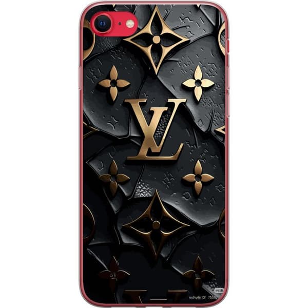 Apple iPhone 8 Läpinäkyvä kuori Louis Vuitton Tumma tila Suunnittelu Musta Ylellisyys Tyyli Muoti Suosittu Graafinen Kuvio Muotisymboli Luksusbrändi