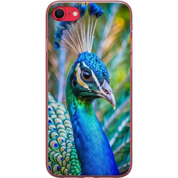 Apple iPhone 8 Genomskinligt Skal Påfågel Fjädrar Färgstark Design Fågelmotiv Exotiskt Grafiskt Motiv Natur Lyxig Dekoration
