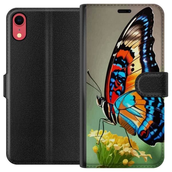 Apple iPhone XR Tegnebogsetui Sommerfugl Natur Sommer Motiv Vinger Farverig Design Populær Dekoration Grafisk Eksotisk Tema