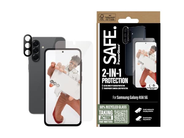 SAFE. by PanzerGlass - 2-i-1-paket - skyddsset för skärm / linse för mobiltelefon - ultrabred passning med EasyAligner - glas - för Samsung Galaxy A5