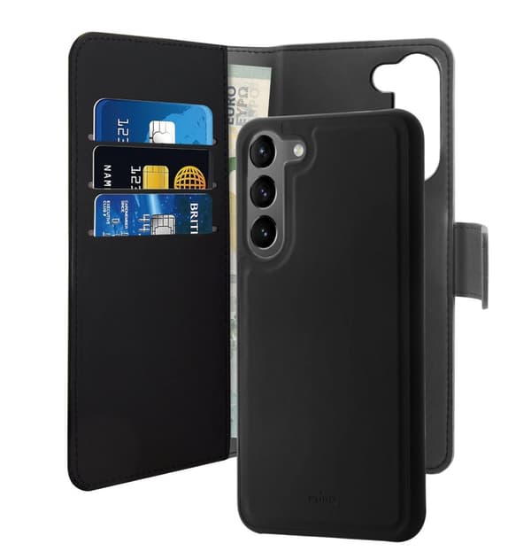 Samsung Galaxy S23 Plus - Puro Ekoläder 2-i-1 Löstagbart Plånboksfodral Svart