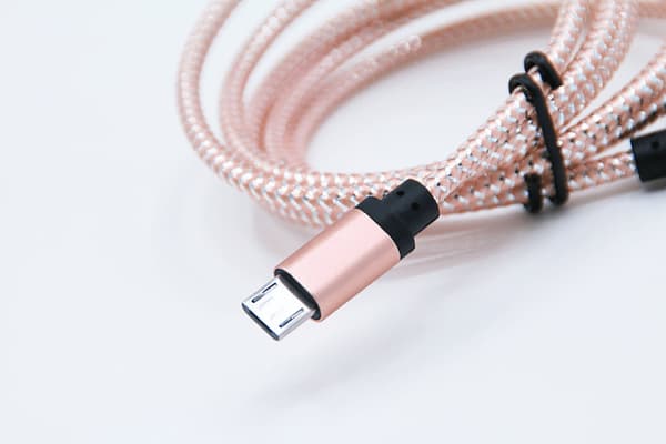 USB Kabel i Nylontyg - Roséguld - 1 Meter