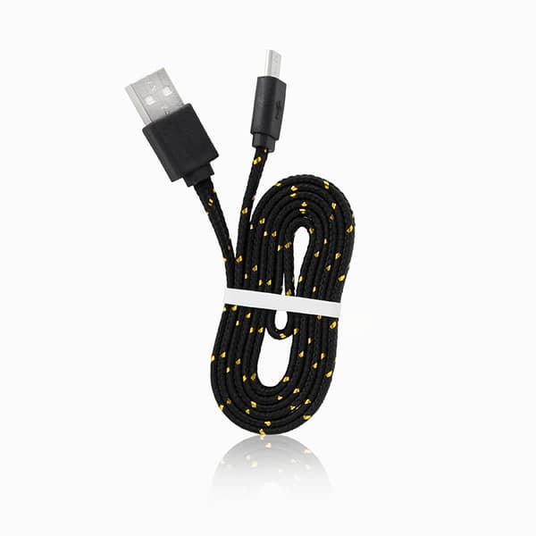 Platt USB Kabel i Nylontyg - 1 Meter