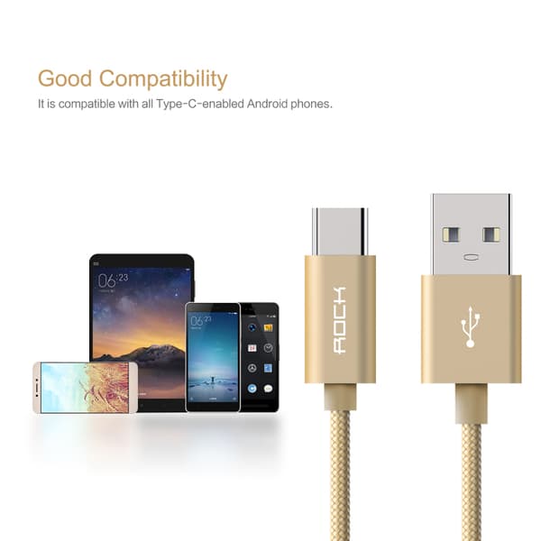 ROCK Nylon USB-C kabel 1m