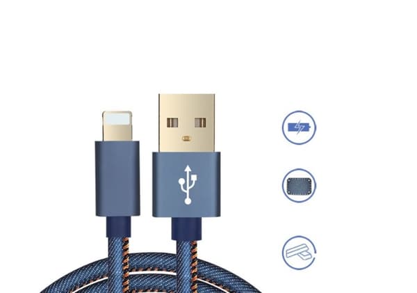Farkkuverhoiltu Lightning -kaapeli - 0,25 m