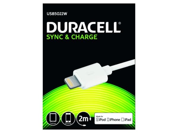 Duracell 5022 USB til Lightning Kabel, 2 meter