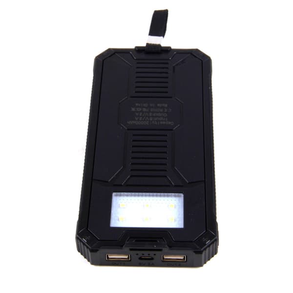 Powerbank 9000mAh med Solcellsladdning - Svart
