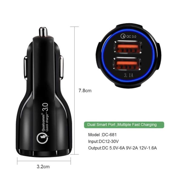 Universal Quick Charge 3.0 Autolaturi 2 USB 3.1A Fast Charger