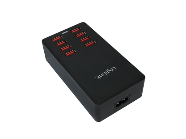 LogiLink Table Charger - Strömadapter - 44 Watt - 8.8 A - 8 utdatakontakter (8 x 4-stifts USB typ A) - svart
