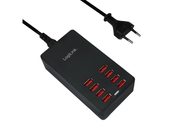 LogiLink Table Charger - Strömadapter - 44 Watt - 8.8 A - 8 utdatakontakter (8 x 4-stifts USB typ A) - svart