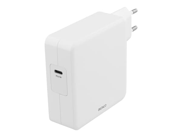 DELTACO USBC-AC117 - Strømadapter - 87 watt - Fast Charge, PD (24 pin USB-C) - hvit