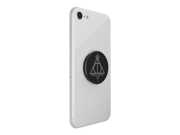 PopSockets PopGrip - Fingergrep/stativ for mobiltelefon - Deathly Hallows Sort, Hvit
