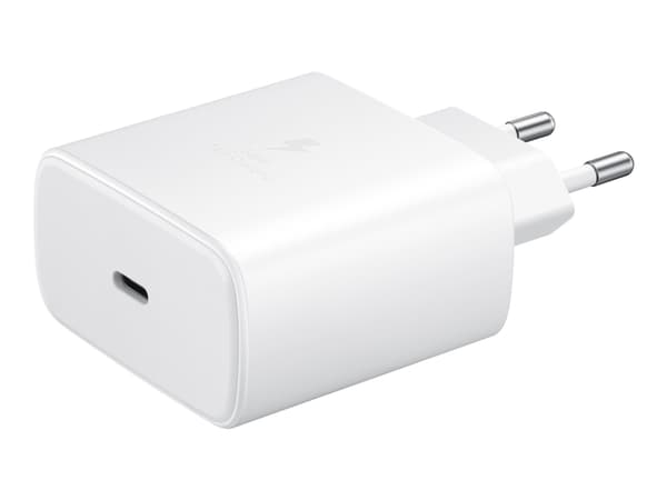 Samsung Travel Adapter EP-TA845 - Strømadapter - 45 watt - 3 A - SFC 2.0 (24 pin USB-C) - på kabel: USB-C - hvit - for Galaxy A20, A50, A70, A8s, M30 Hvit