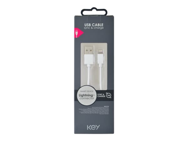 Key - Lightning-kabel - Lightning hann til USB hann - 1 m - hvit