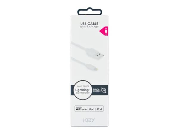 Key - Lightning-kabel - Lightning hann til USB hann - 1 m - hvit
