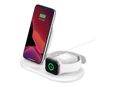Belkin BoostCharge - Trådlöst laddställ - 7.5 Watt - vit - för Apple AirPods; AirPods Pro; iPhone 11, 12, 7, 8, SE, X, XR, XS, XS Max; Watch Vit