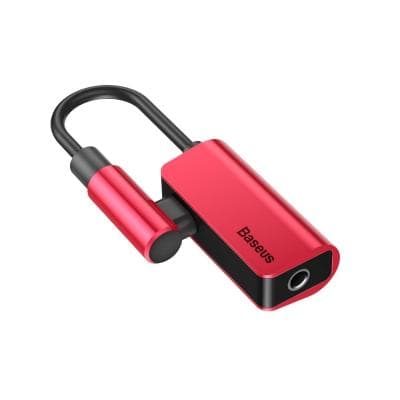 Baseus 2-i-1 Adapter USB-C & 3,5 mm - Lytt og lad, Rød