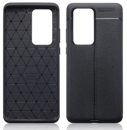 Huawei P40 Skal Läder Look Svart