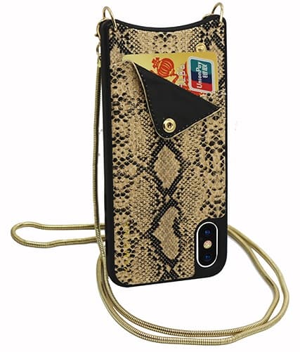 iphone SE 2020 Fodral Snake Skin Brun med halsrem