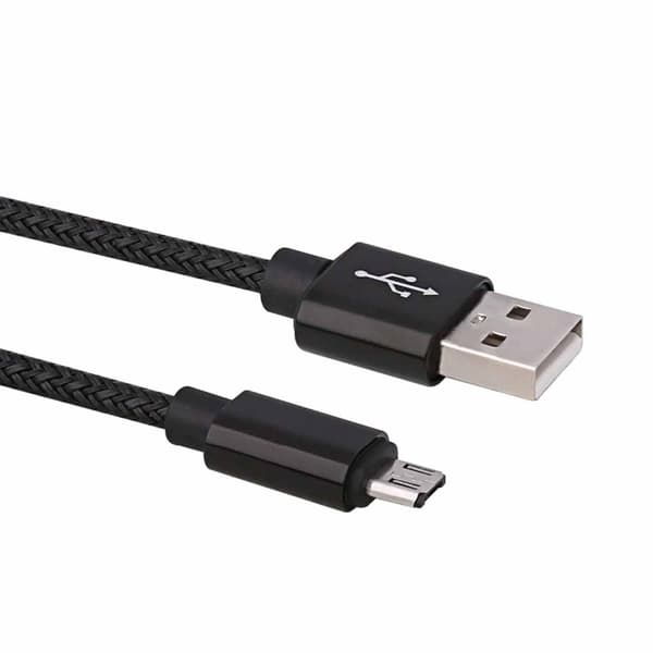 Ekstra holdbar 1M Micro-USB Quick Charge 3.0 ladekabel (svart)