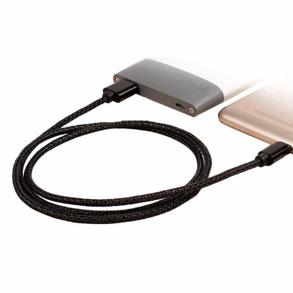 Ekstra holdbar 1M Micro-USB Quick Charge 3.0 ladekabel (svart)