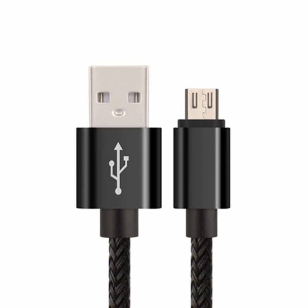 Ekstra holdbar 1M Micro-USB Quick Charge 3.0 ladekabel (svart)
