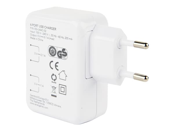 EnerGenie - Nätadapter - 15 Watt - 3,1 A - 4 utgångar (4 x USB) - vit