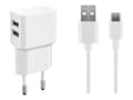 Miniatyrbilde 1 av 4: MicroConnect - Strømadapter - 2.4 A - 2 utgangskontakter (USB) - på kabel: USB-C - hvit
