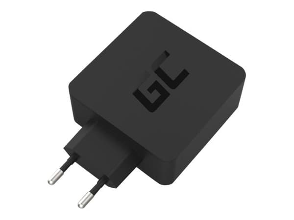 Green Cell - Strømadapter - 45 watt - PD 3.0 - 2 utgangskontakter (USB, 24 pin USB-C) - på kabel: USB-C - svart