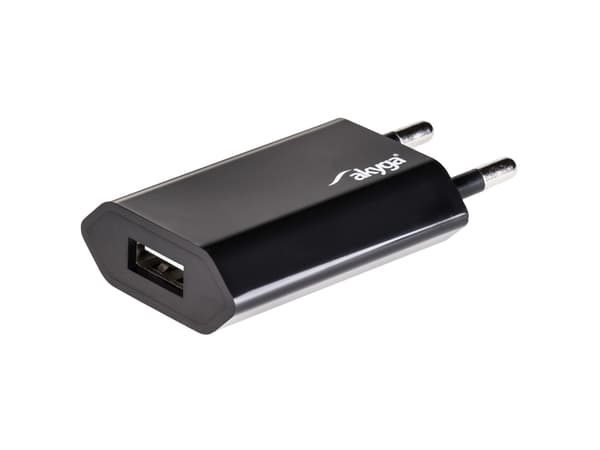 Akyga AK-CH-03BK - Strømadapter - 5 watt - 1 A (USB) - svart