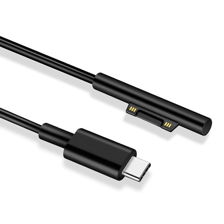Vinklet USB-C til Microsoft Surface Pro 3-4-3-5-6 Kabel, PD, 1,5m - Svart