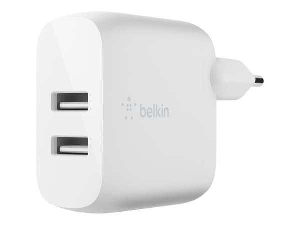 Belkin BoostCharge - Strömadapter - 24 Watt - 2 utdatakontakter (USB) - vit