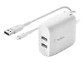 Miniatyrbild 1 av 5: Belkin BoostCharge - Strömadapter - 24 Watt - 2 utdatakontakter (USB) - vit