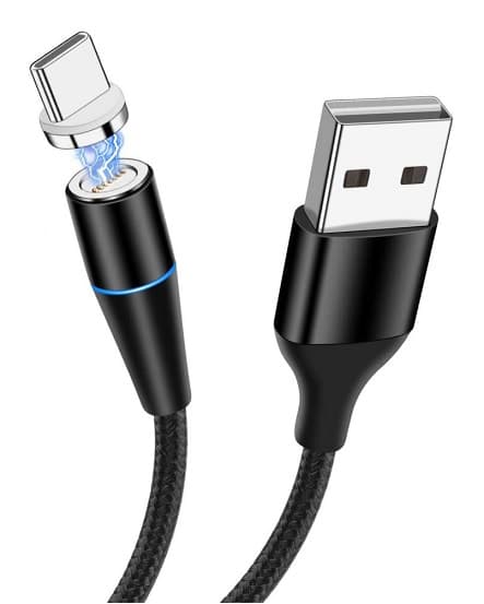Magnetkabel USB till USB-C Svart 3A 1 Meter