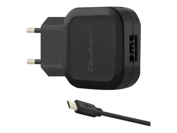Qoltec 50195, Sisätila, AC, DC, USB, 5 V, 2,4 A, 1 m, Musta musta